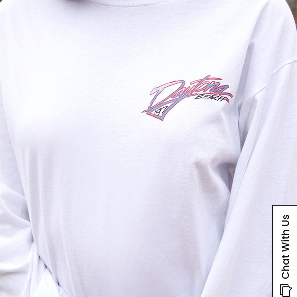 Brandy Melville John Galt Daytona Beach Racing Long Sleeve in White - Picture 3 of 5